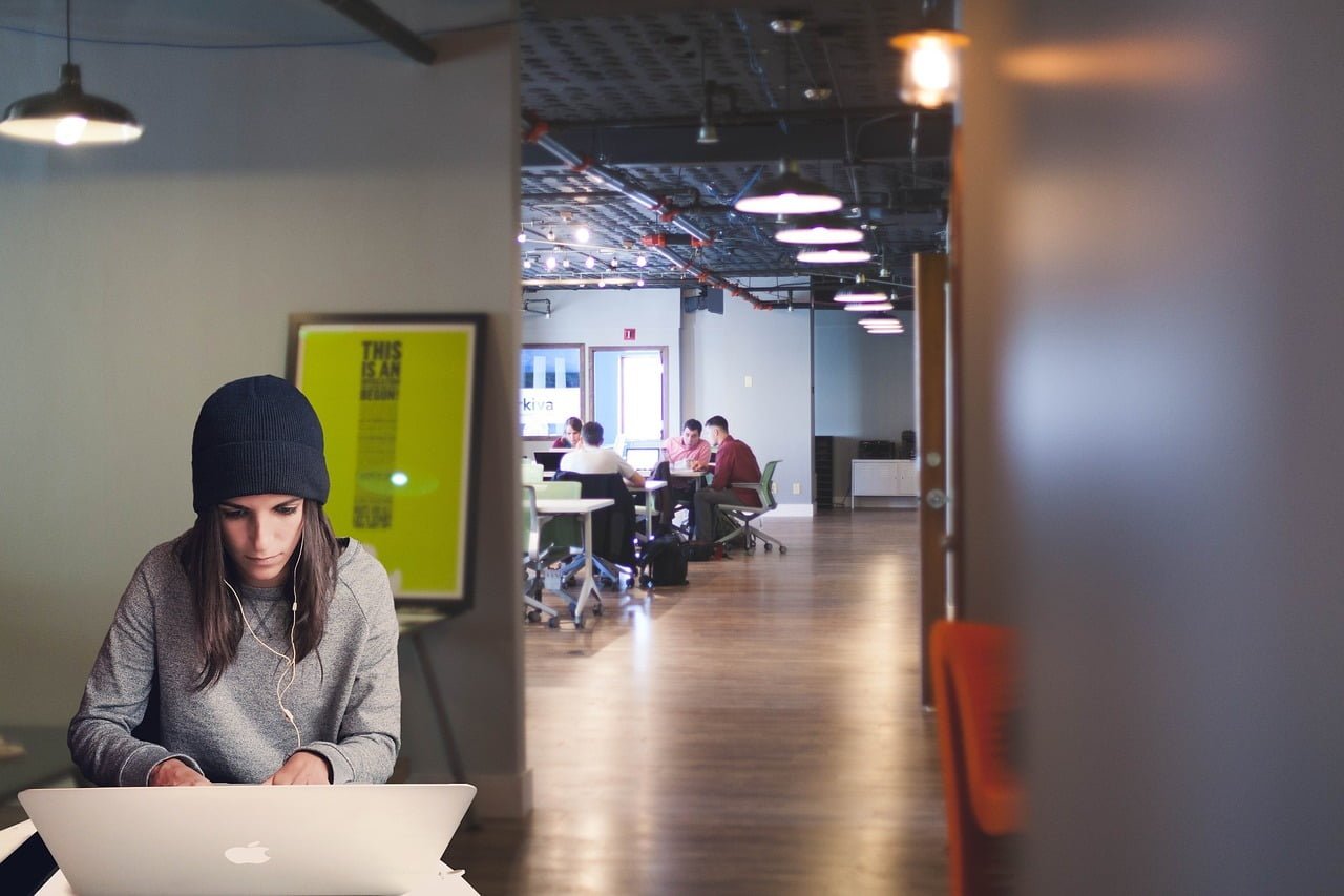 woman in coworking office